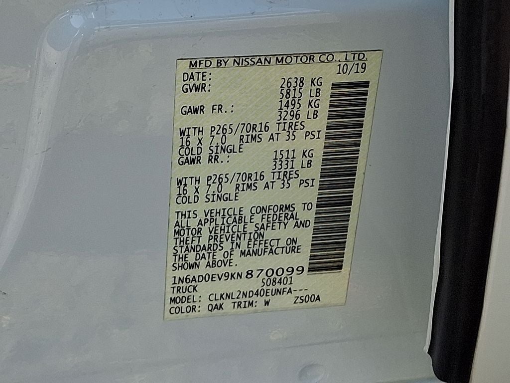2019 Nissan Frontier SV