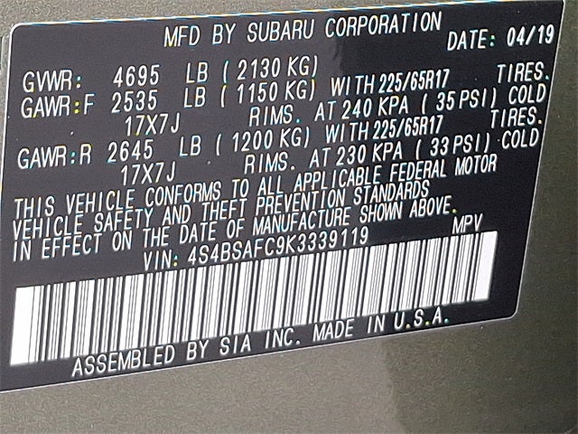 2019 Subaru Outback 2.5i Premium