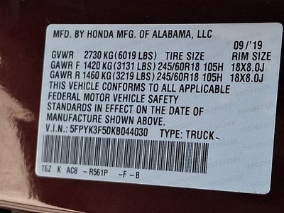 2019 Honda Ridgeline RTL