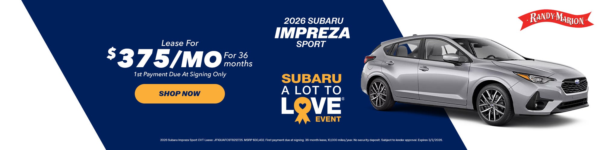 2026 Impreza Sport Lease